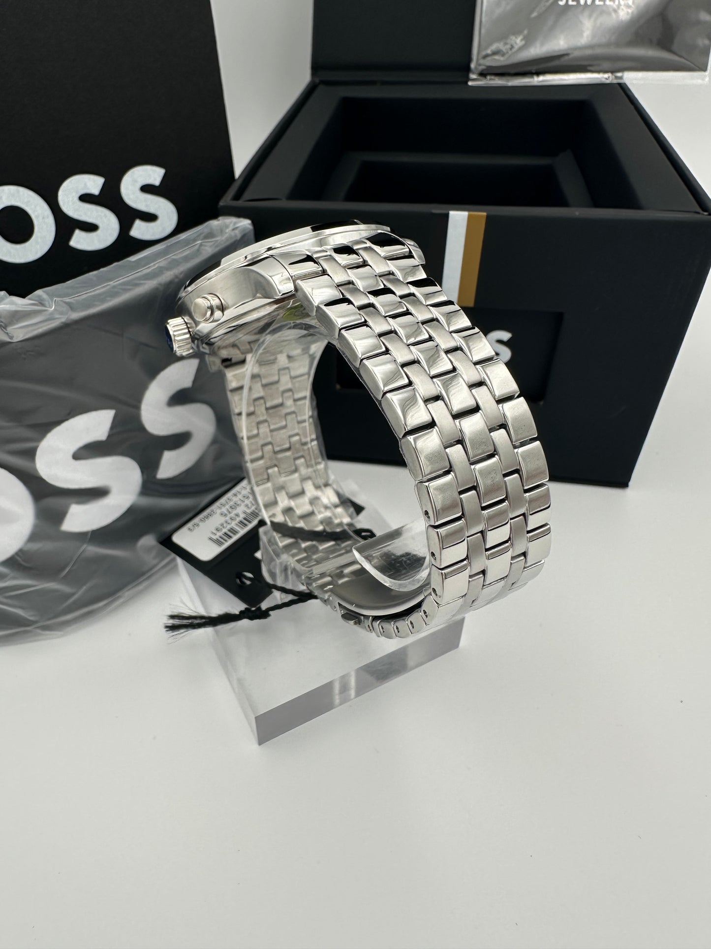 Boss 1513975 Green Dial Silver Tone Bracelet Stainless Steel Mens Chronograph Watch