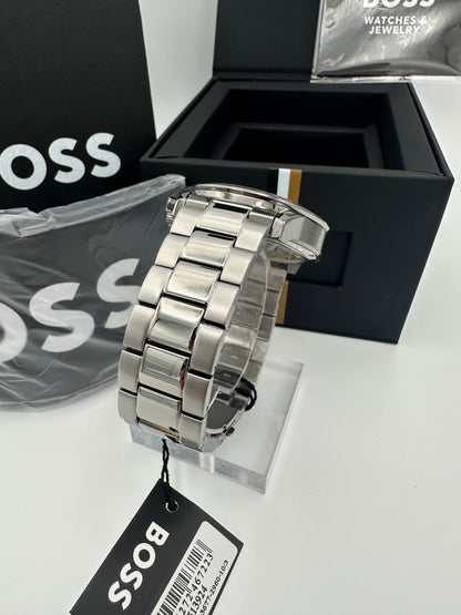 HB1513924 Allure Smokey Black Dial Silver Tone Stainless Steel Mens Chronograph Watch