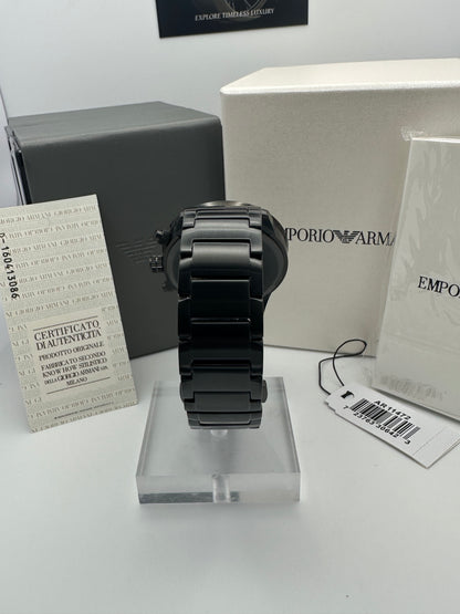 Emporio Armani 11472 Dark Green Dial Black Stainless Steel Mens Chronograph Watch