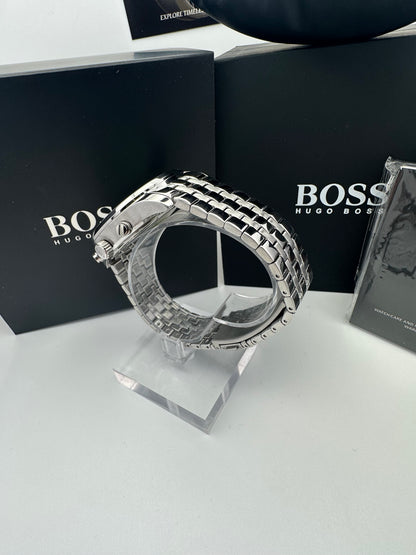 HB1513975 Green Dial Silver Tone Bracelet Stainless Steel Mens Chronograph Watch