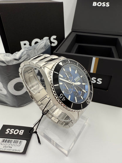 Boss 1513704 Admiral Ocean Edition Blue Dial Rotatable Bezel Stainless Steel Mens Chronograph Watch