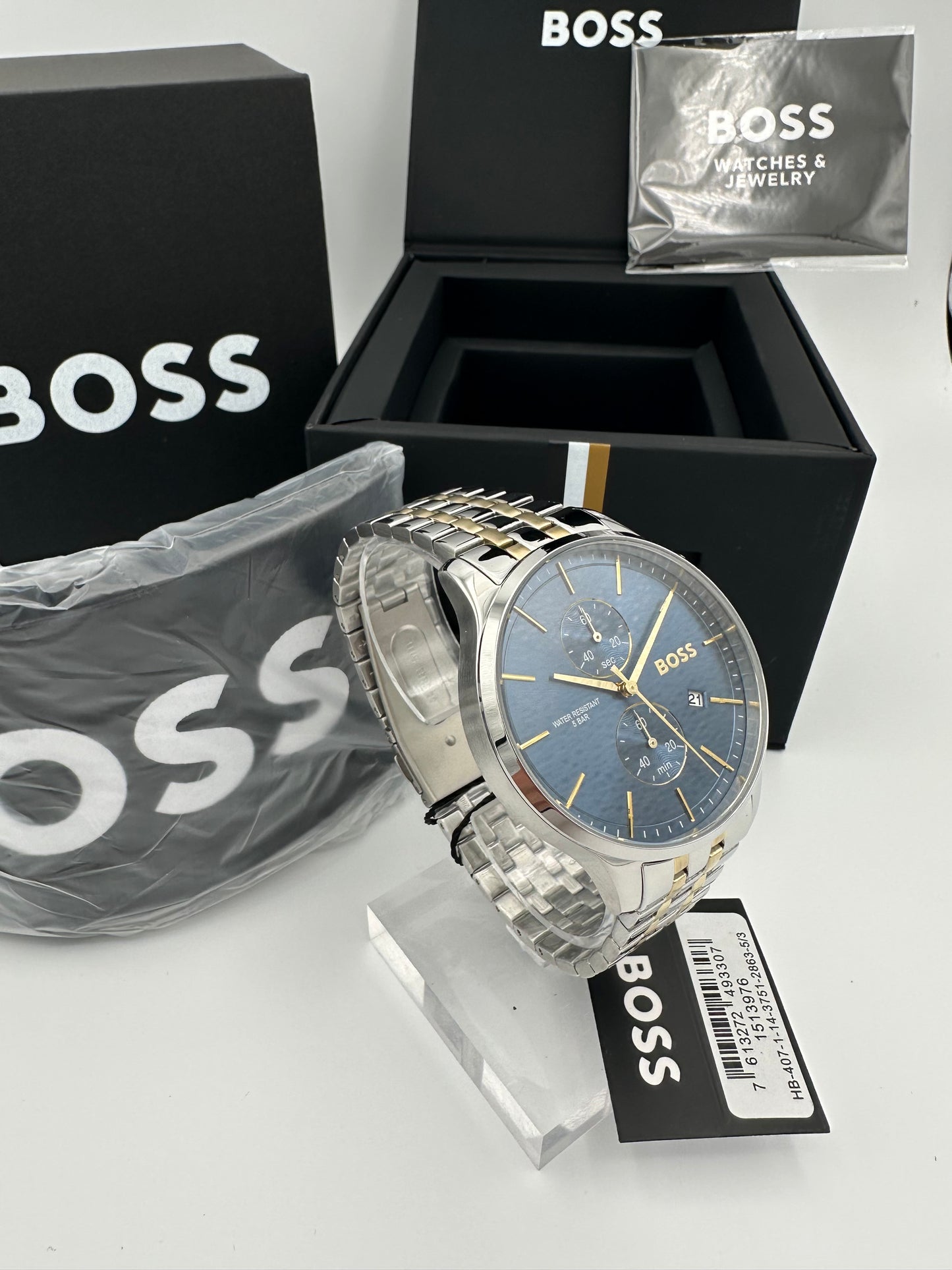 Boss Champion 1513976 Blue Dial Two Tone Mens Chronograph Watch