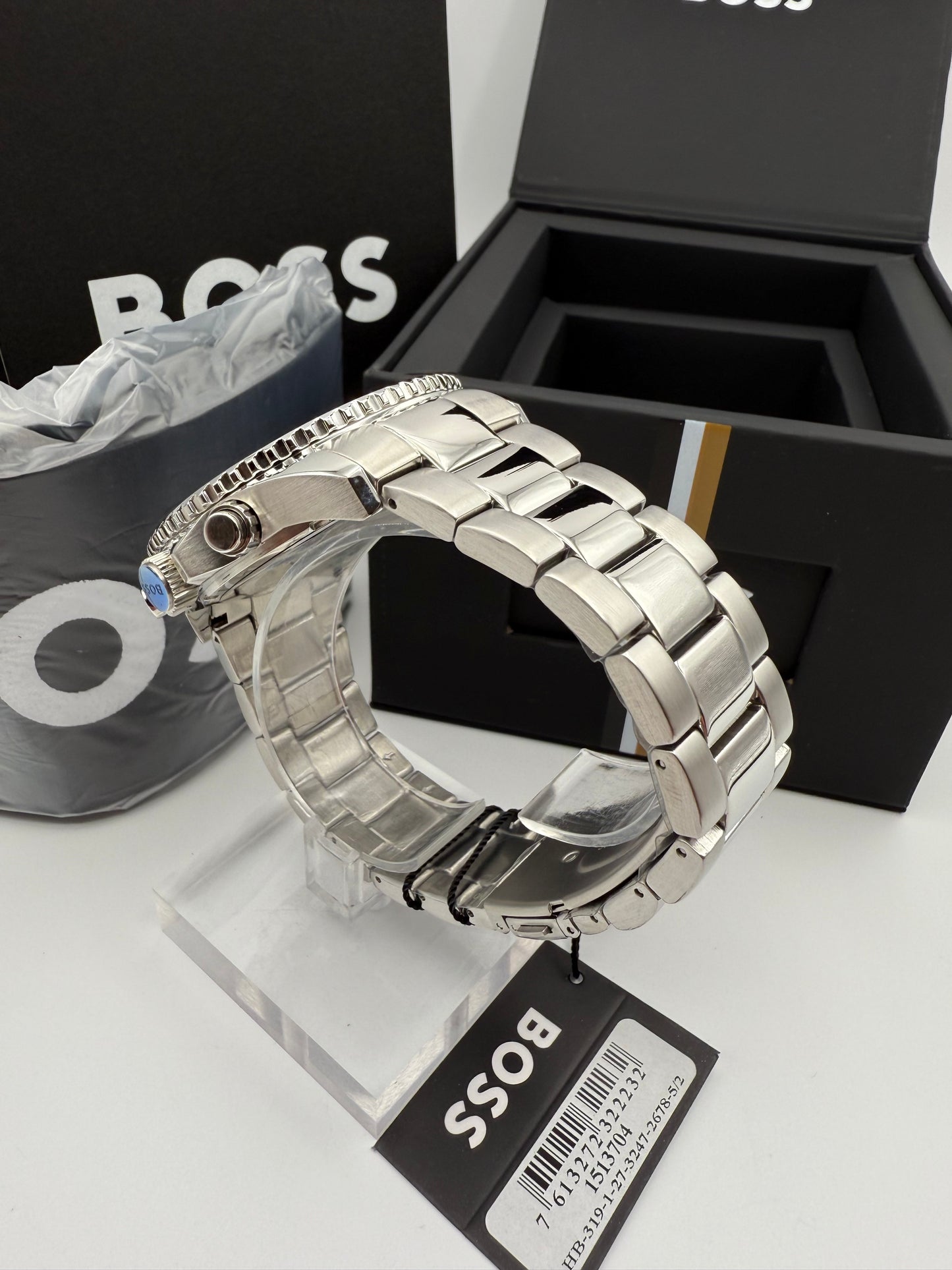 Boss 1513704 Admiral Ocean Edition Blue Dial Rotatable Bezel Stainless Steel Mens Chronograph Watch