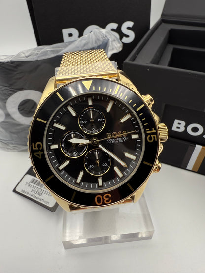 Boss 1513703 Admiral Ocean Edition Rotatable Bezel Gold Tone Stainless Steel Mens Chronograph Watch