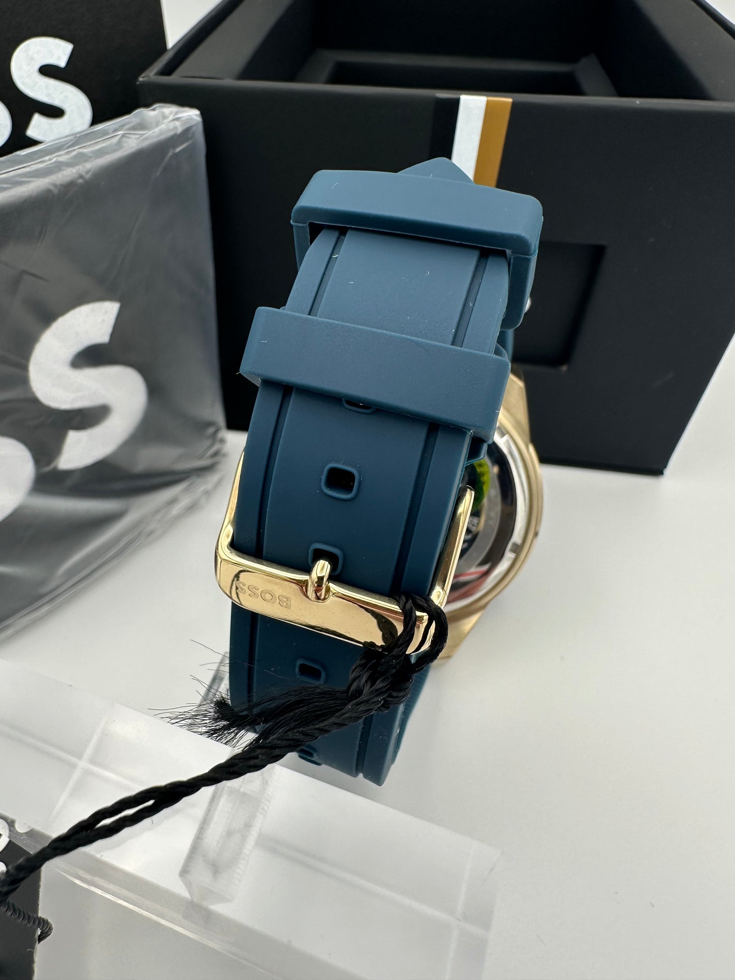 Boss 1513965 Admiral Blue & Gold Tone Dial Stainless Steel, Silicon Strap Mens Chronograph Watch