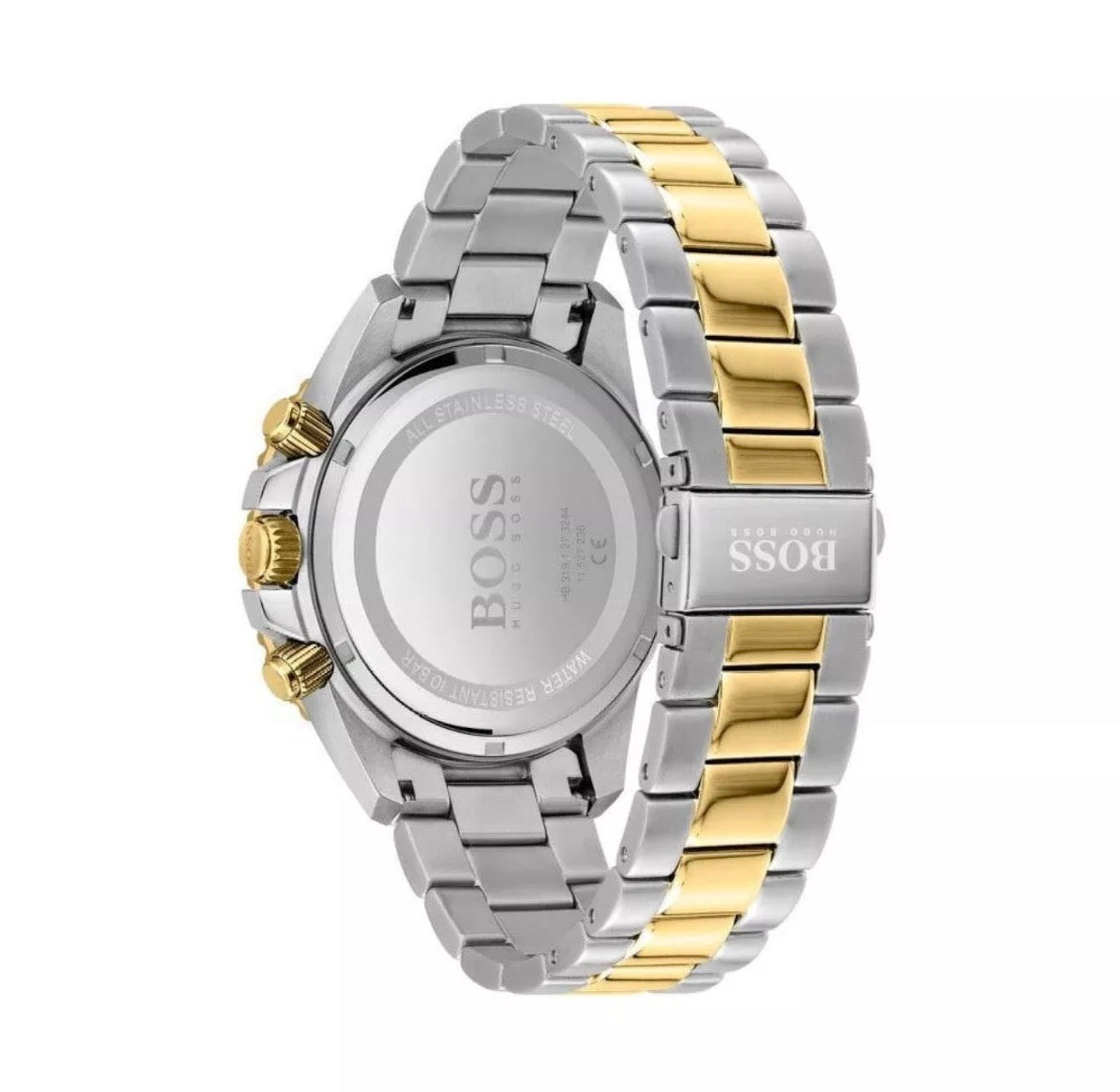 Hugo Boss 1513908 Admiral Black, Silver & Gold Tone Stainless Steel Mens Chronograph Watch