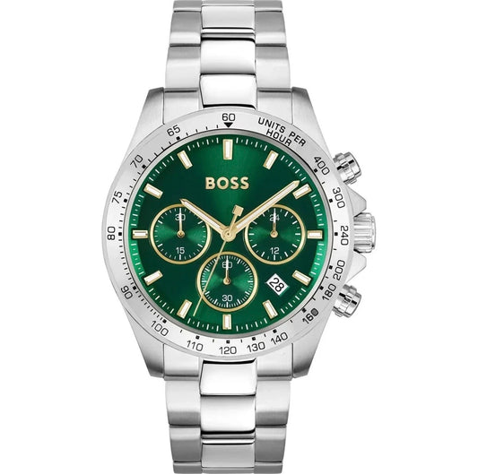 BOSS 1514217 Hero Green Dial Stainless Steel Mens Chronograph Watch