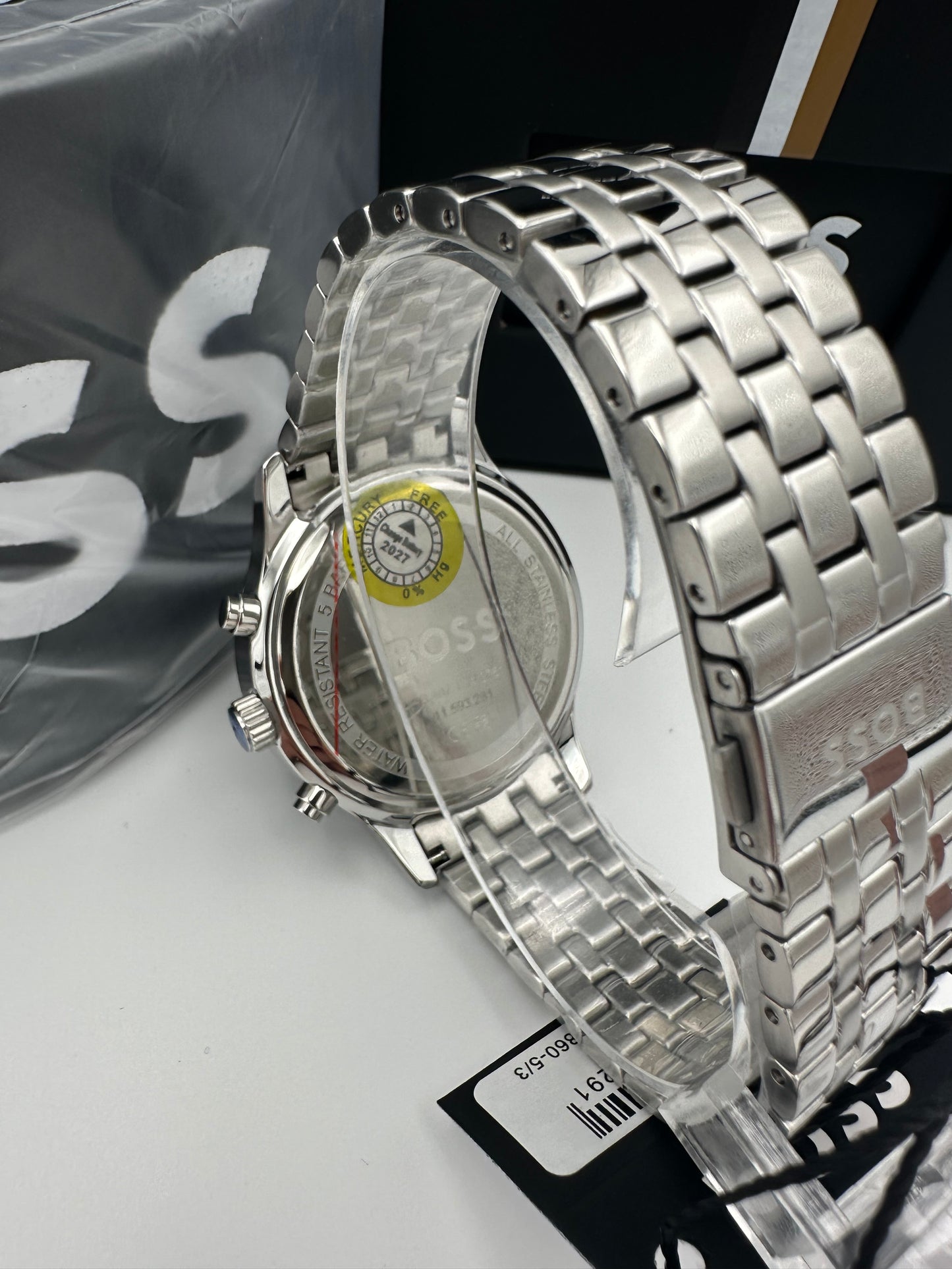 Boss 1513975 Green Dial Silver Tone Bracelet Stainless Steel Mens Chronograph Watch
