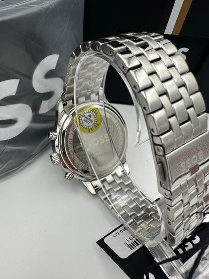 Boss 1513975 Green Dial Silver Tone Bracelet Stainless Steel Mens Chronograph Watch