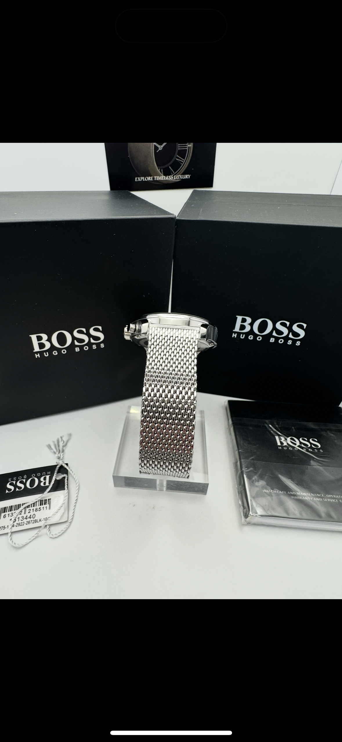 HB1513440 Jet Brown Dial Silver Tone Stainless Steel Mesh Strap Mens Chronograph Watch