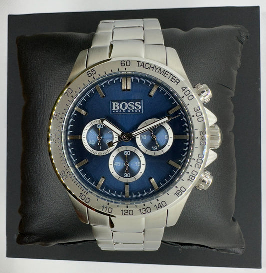 HB1512963 Men’s Chronograph Watch – Blue Dial with Silver Stainless Steel Case and Bracelet