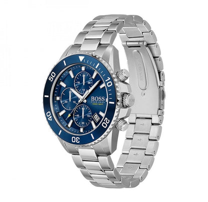 Boss 1513907 Admiral Blue Dial Silver Tone Stainless Steel Mens Chronograph Watch