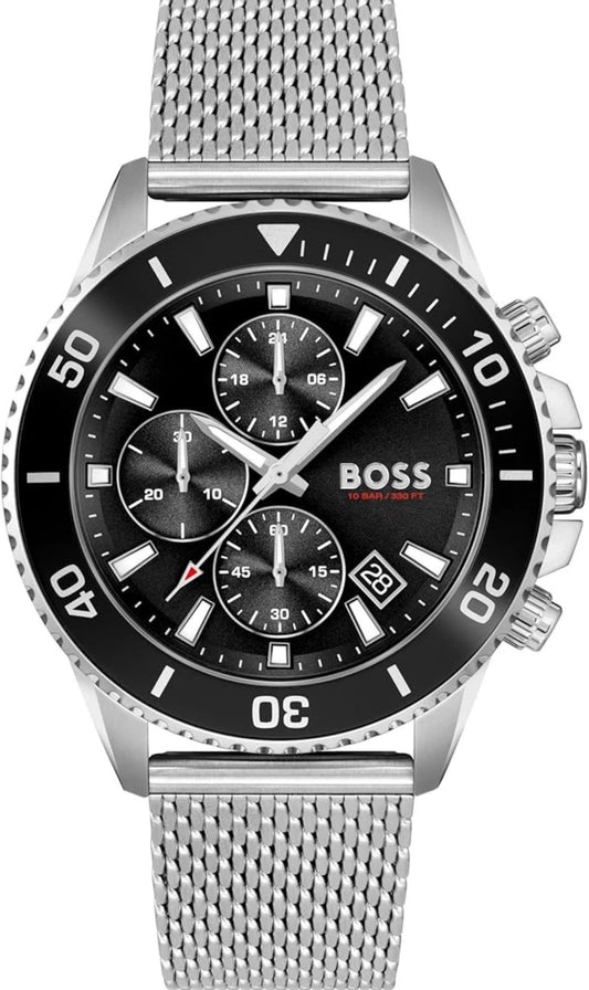 Boss 1513904 Admiral Black & Silver Tone Stainless Steel Mens Chronograph Watch