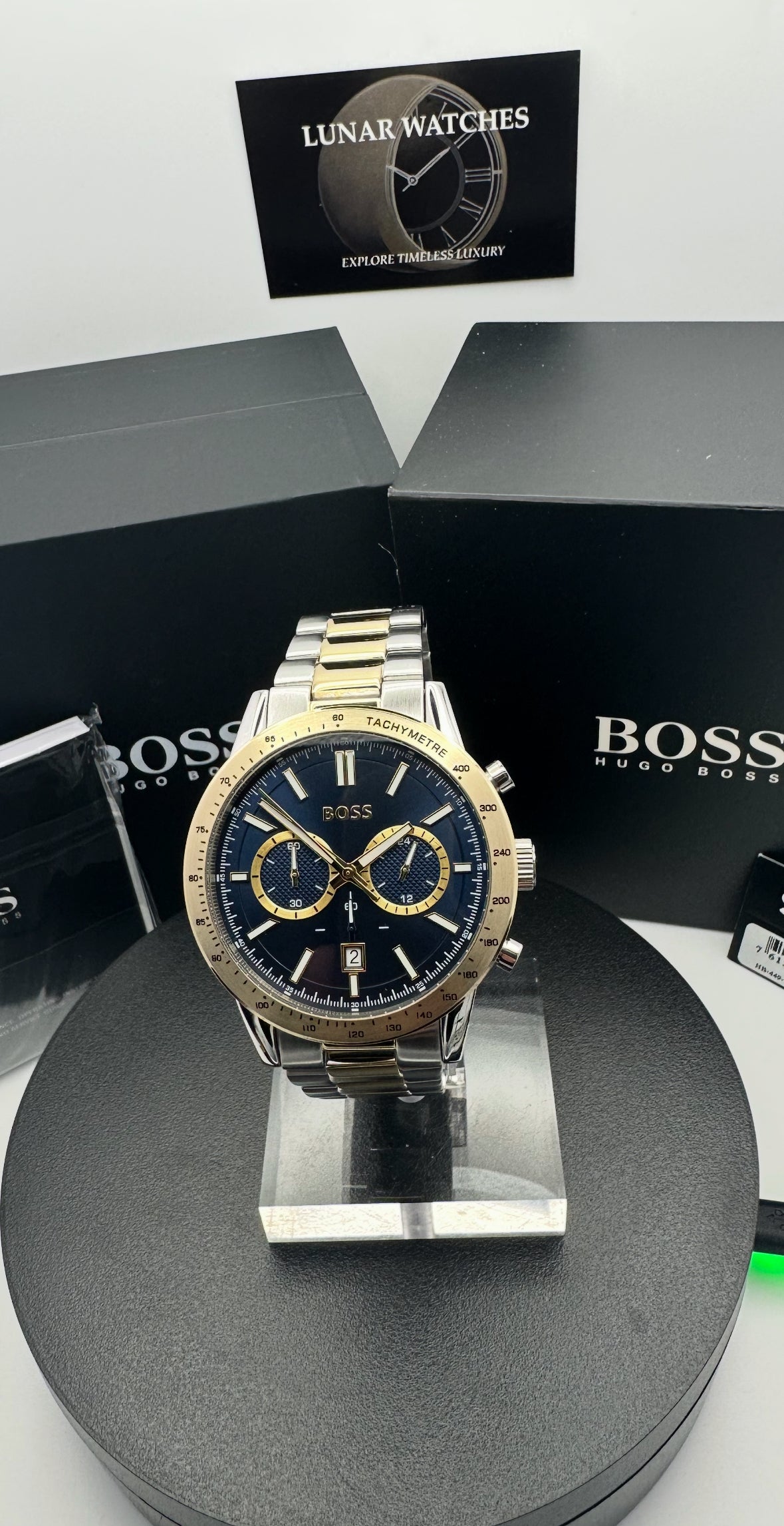 BOSS Allure 1514163 Blue Dial Two-Tone Stainless Steel Mens Chronograph Watch