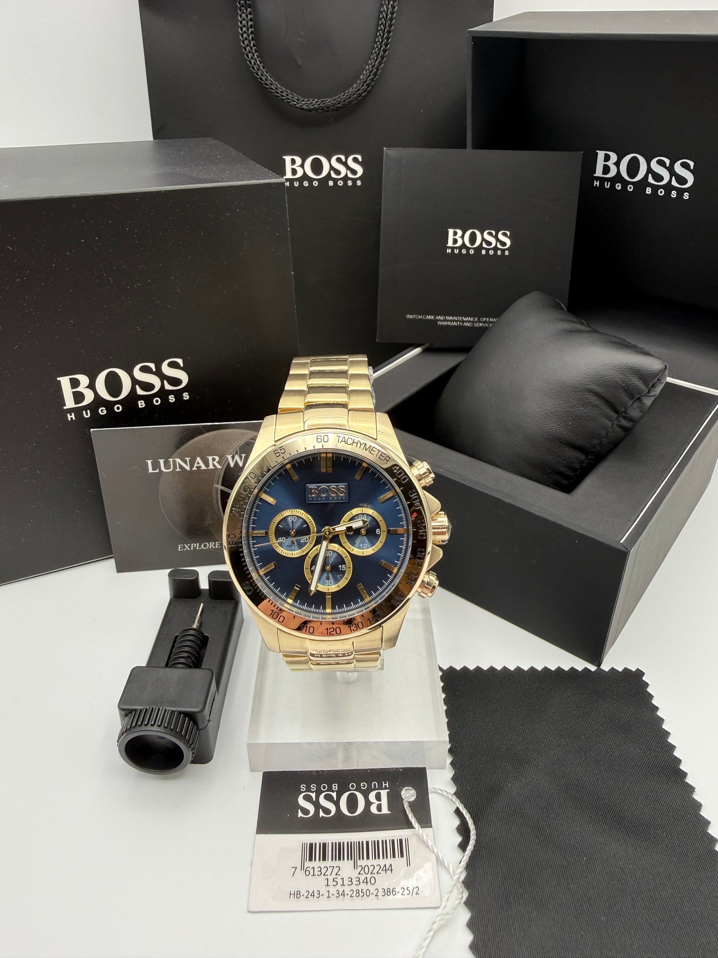 HB1513340 Ikon Blue Dial Gold Tone Chronograph Watch - Classic & Sophisticated
