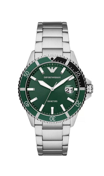 Emporio Armani 11338 Green Dial Stainless Steel Mens Watch