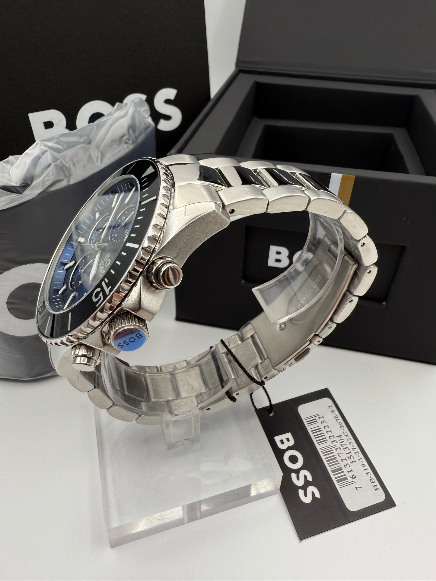 Boss 1513704 Admiral Ocean Edition Blue Dial Rotatable Bezel Stainless Steel Mens Chronograph Watch