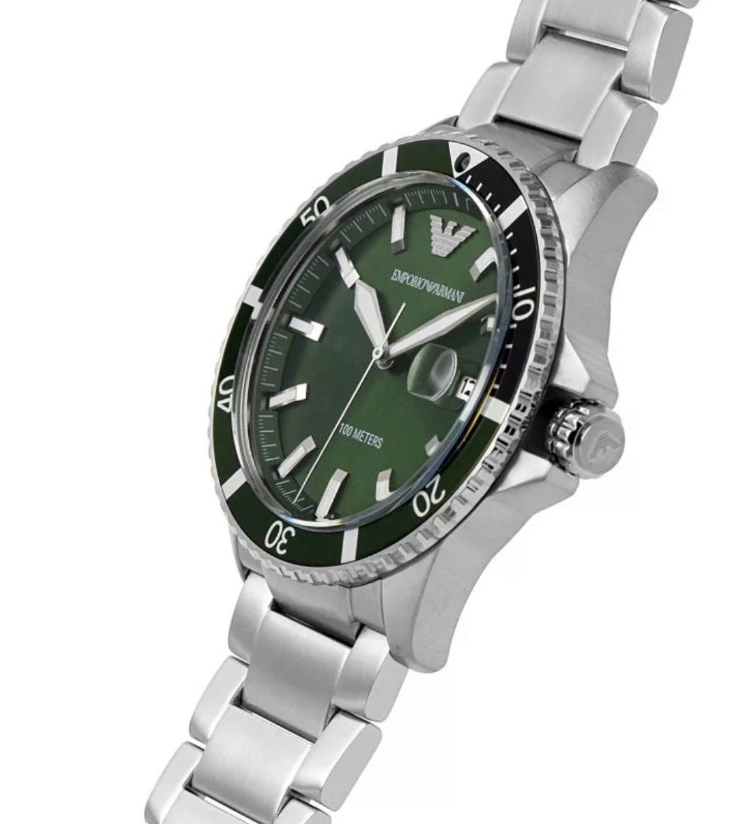 Emporio Armani 11338 Green Dial Stainless Steel Mens Watch