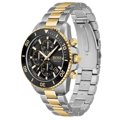 Hugo Boss 1513908 Admiral Black, Silver & Gold Tone Stainless Steel Mens Chronograph Watch