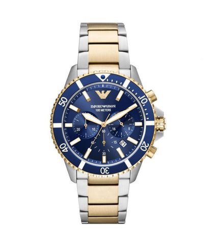 Luxury Men's AR11362 Two-tone Stainless Steel Chronograph Watch with Blue Dial