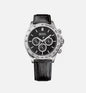 Hugo Boss Ikon 1513178 Leather Strap Black Dial Silver Tone Case Mens Chronograph Watch