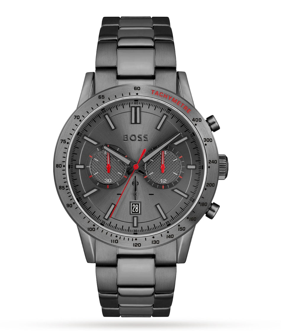 HB1513924 Allure Smokey Black Dial Silver Tone Stainless Steel Mens Chronograph Watch